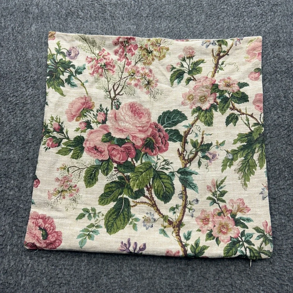 Pottery Barn Garden Floral Pillow Cover Linen Cotton Blend 20
